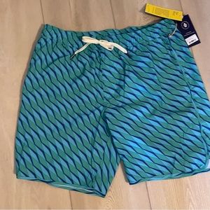 Fair Harbor Mastos Anchor Lined Swim Trunks Swimsuit Shorts Blue Green Seabay XL